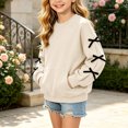 thumbnail image 7 of Wilark Girls Crew Neck Sweatshirts Cute Casual Pullover Long Sleeve Kids Fall Clothing Beige 8, 7 of 7