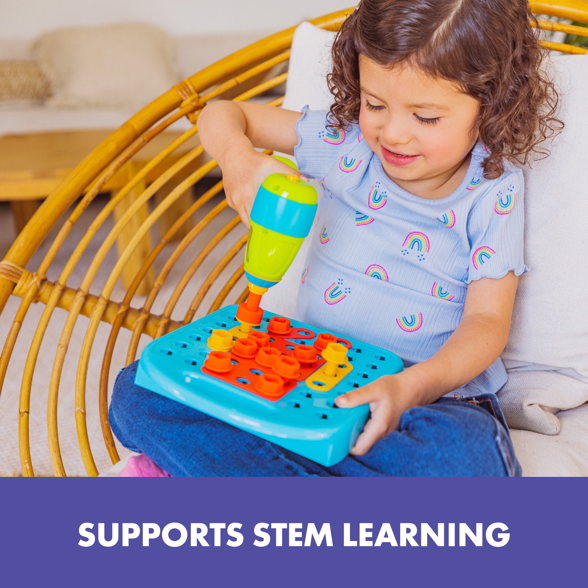 Educational Insights Design and Drill Shapes Workshop, STEM Construction Toy, Ages 3+