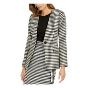 CALVIN KLEIN Womens Black Houndstooth Suit Jacket Petites Size: 2P