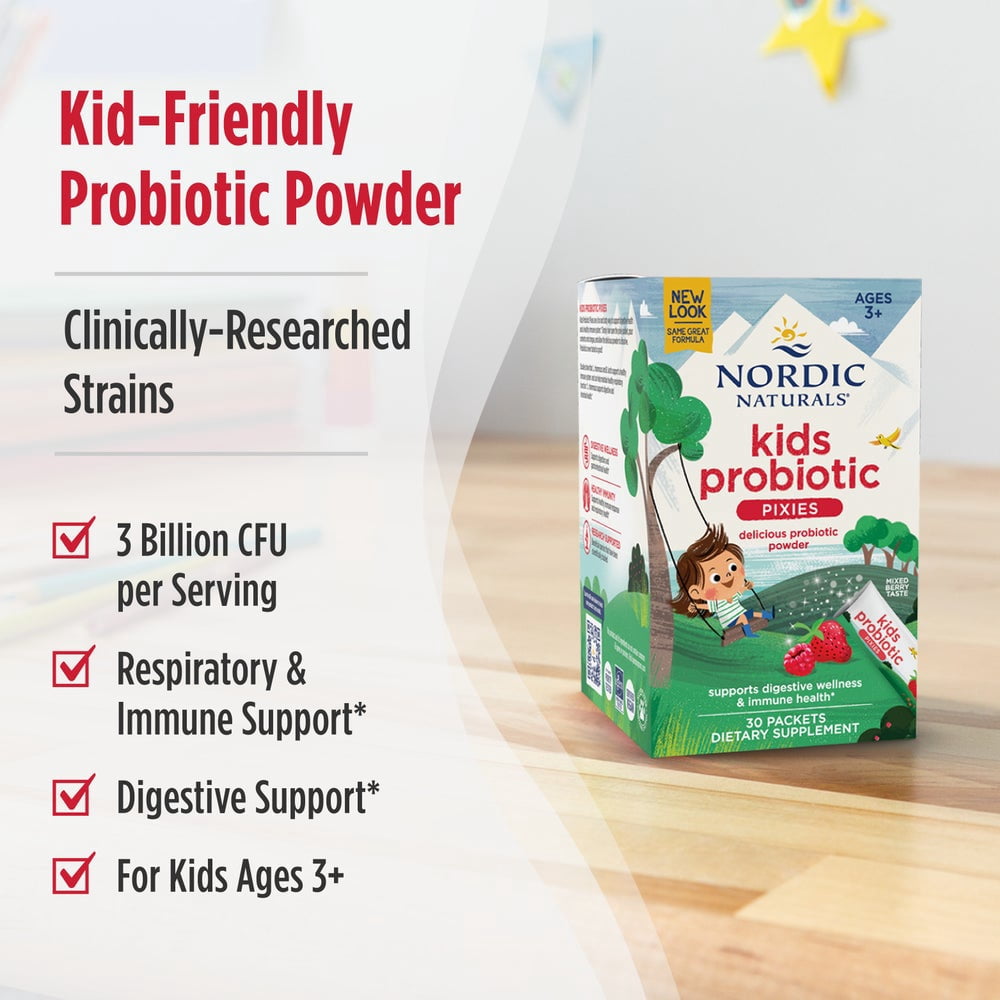 Nordic Naturals Flora Probiotic Pixies, Powder, Non-GMO, Vegan, 30 Packets