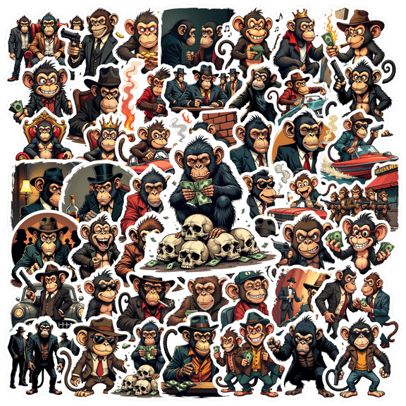 Vinyl Stickers Monkey Themed Waterproof Stickers Decorative Stickers for Notebooks Suitcases Laptops