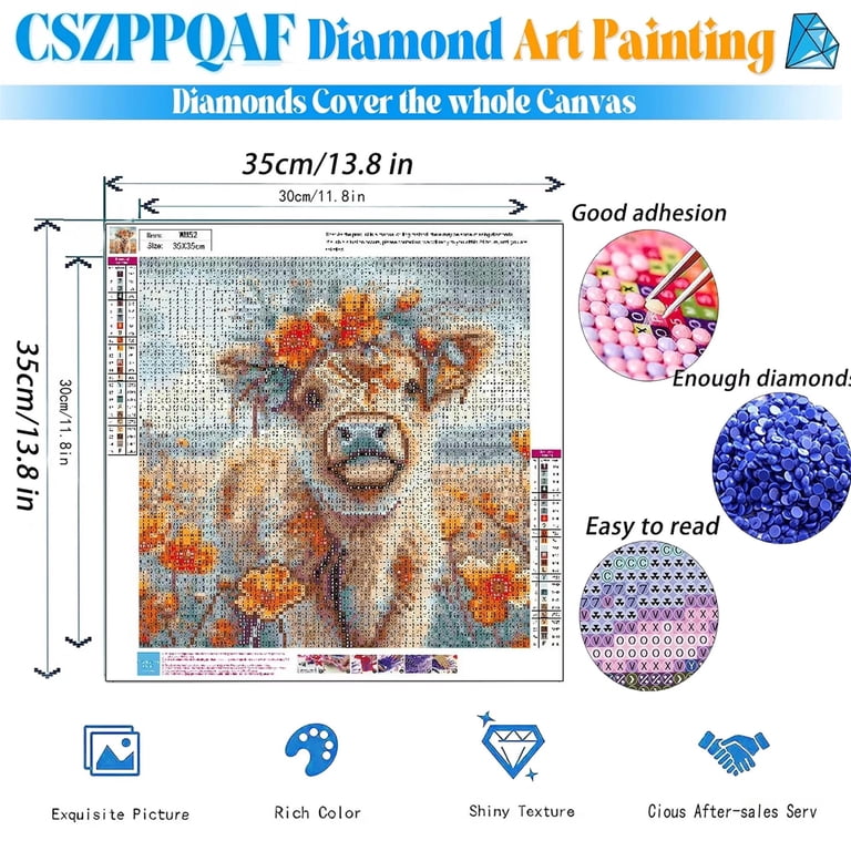 5D Diamond Painting Kit, Highland Cow, 13.8x13.8in photo 3