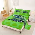 thumbnail image 2 of Castle Fairy Watercolor Garbage Truck Full Size Sheets 4-Piece for Teens, Minimal Solid Background Bed Sheets for Bedroom, Green, 2 of 6