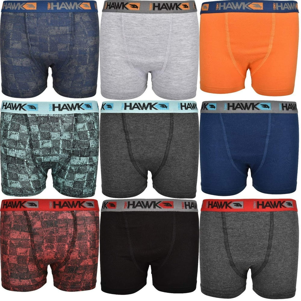 Tony Hawk Tony Hawk Boys' Boxer Briefs 9Pack Value Cotton Blend