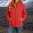 thumbnail image 4 of Mifsaly Womens Softshell Jacket Full Zip Stand Collar Windbreaker Long Sleeve Casual Outdoor Coat with Zipper Pockets Red,S, 4 of 9