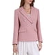 thumbnail image 4 of Blazers de tweed para mujer Inspire Chic, de doble botonadura, de manga larga, chaquetas de oficina, 2XL, rosa, 4 of 5