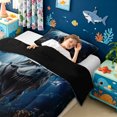 thumbnail image 4 of meiyoeat Ocean Underwater Dino Twin Comforter Sets for Boys Men, Mystic Sea Animal Bedding Set, Blue Gray, Black Reversible, 2pcs, 1 Comforter and 1 Pillowcase, 4 of 6