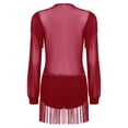 thumbnail image 7 of Aislor Women Latin Tango Fringe Dance Dress Singer Performance Stage Ballroom Rumba Chacha Skirt Burgundy M, 7 of 7