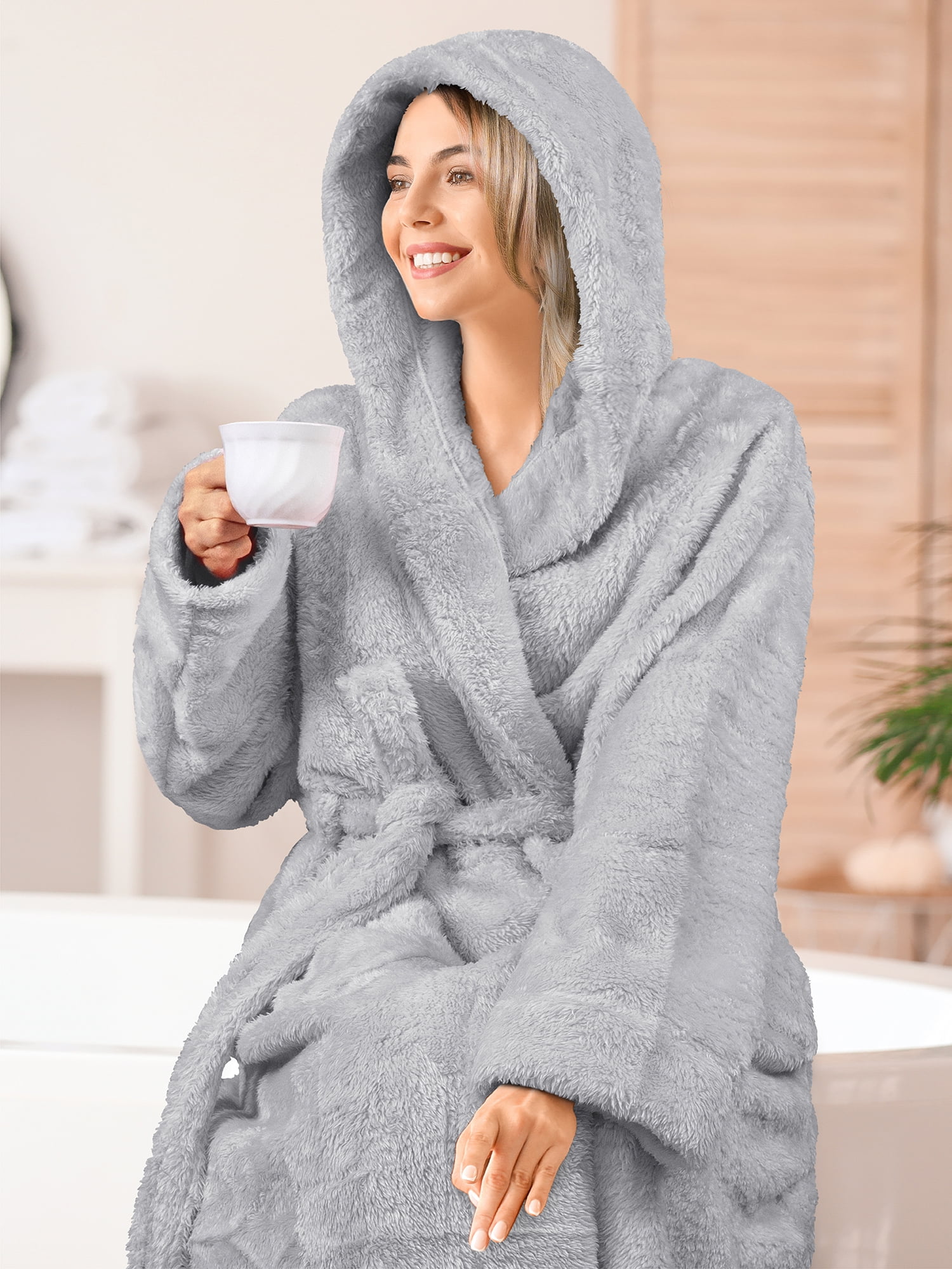 PAVILIA Women Hooded Plush Soft Robe