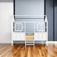 thumbnail image 7 of Twin Size Metal Loft House Bed with Roof and 2 Front Windows, Playhouse Low Loft Bed for Girls/Boys/Teens, Full-Length Safety Rails, No Box Spring Needed, 7 of 7