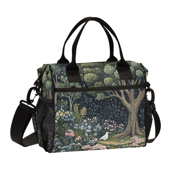 FORMRS Insulated Lunch Bag for Work School Unisex Large Capacity Cooler with Shoulder Strap, Green Forest Scene