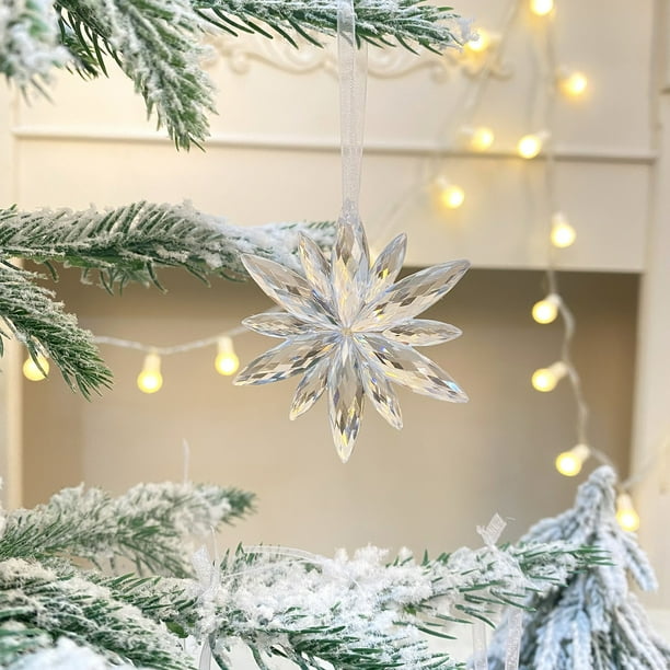 Adornos navideños, adornos navideños, regalos navideños, copo de nieve transparente de acrílico, pentáculo, estrella, barra de hielo, árbol de Navidad, copo de nieve, decoración, colgante, acrílico, á