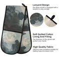 thumbnail image 2 of Yayeee Double Oven Mitt Kitchen Heat Resistant Baking 35" x7" Quilted Glove, Moon and House, 2 of 6