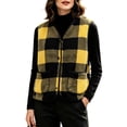 thumbnail image 1 of Guluxicc Women's Fleece Plaid Vests Button Down V Neck Sleeveless Jackets with Pockets for Everyday Fall Winter Vests, 1 of 3