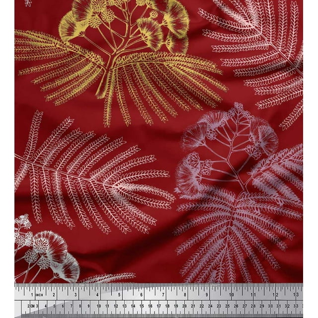 Soimoi Georgette Viscose Fabric Leaves & Floral Flower Print Sewing Fabric Yard 42 Inch Wide