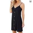 thumbnail image 1 of Mini vestido niña cuello en V correa de hombro ajustable vestido sin mangas, negro, M Inevent AP001327-07, 1 of 7
