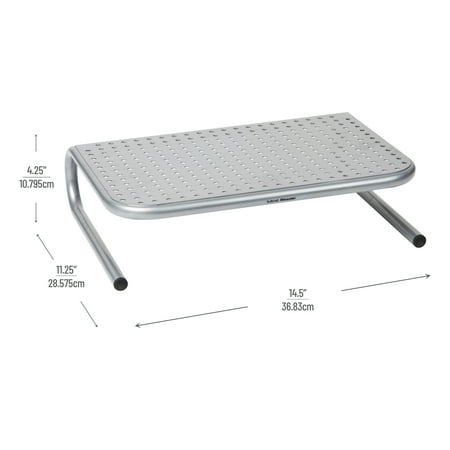 Mind Reader - Monitor Stand, Ventilated Laptop Riser, Desktop Organizer, Metal, 14.5"L x 11.25"W x 4.25"H, Set of 2 - Silver