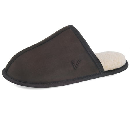 

VONMAY Men s Suede Scuff Slippers Closed Toe Cozy Slip On House Shoes