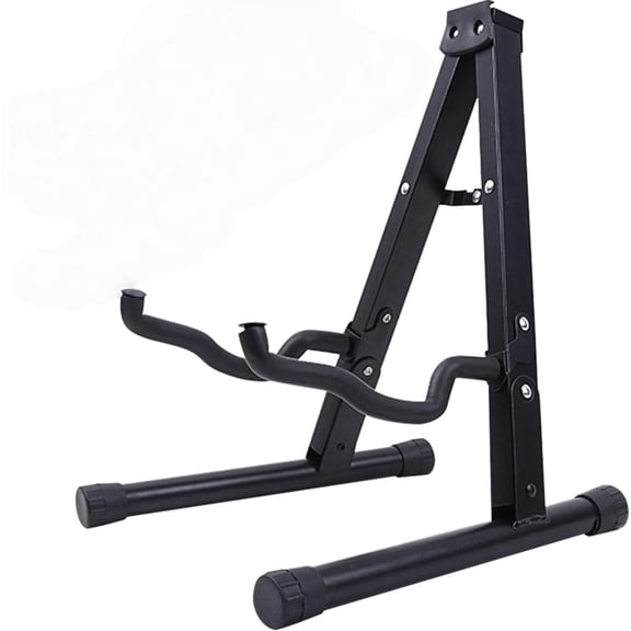 Behome Foldable Guitar Stand, Portable and Adjustable A-Frame Bass Guitar Display Stand, with Non-slip Rubber And Foam Arm, Suitable for Electric & Acoustic Guitars, Bass & Banjo, Black