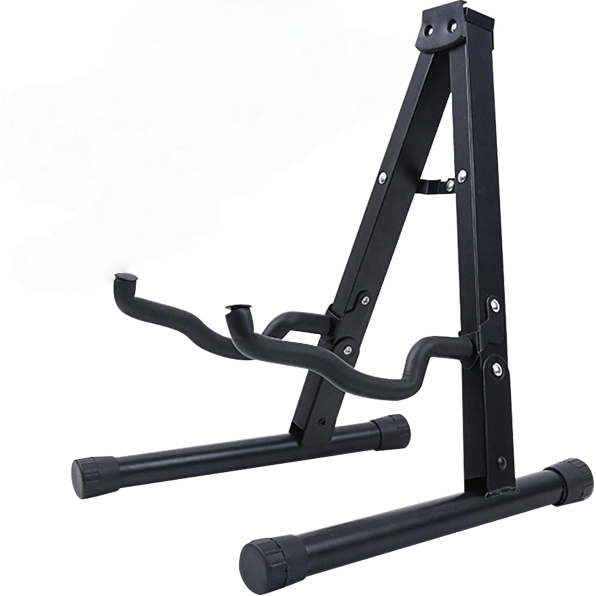 Behome Foldable Guitar Stand, Portable and Adjustable A-Frame Bass Guitar Display Stand, with Non-slip Rubber And Foam Arm, Suitable for Electric & Acoustic Guitars, Bass & Banjo, Black