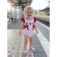 thumbnail image 4 of BemeyourBBs Newborn Baby Girl Crayfish Outfit Cute Infant Baby Girl Summer Clothes 0 3 6 12 18 Months Bubble Romper Dotted Lobster Embroidery Cute Bow Fly Sleeves Bodysuit Jumpsuit Playsuit, 4 of 9