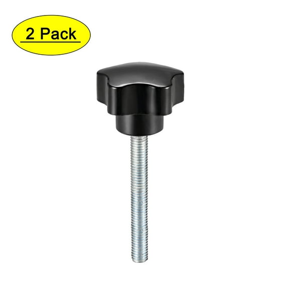 Uxcell M8 x 50mm Male Thread 38.5mm Head Star Knobs Zinc Plated Black 2 Pack