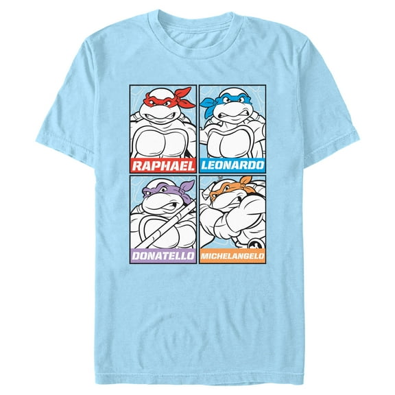 Men's Teenage Mutant Ninja Turtles Coloring Portraits Graphic Tee Light Blue 2X Large