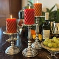 thumbnail image 3 of Grand Hotel Candle Holder, Set of 3, Handmade, Silver Aluminum, Pedestal Base, 6.25, 8.75, 10.75 Inches, For Votives and Pillars, 3 of 6