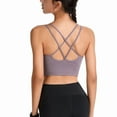 thumbnail image 3 of SWSMCLT Women's Sexy Crop Top Crop Top Cami Backless Scoop Neck Cropped Top Workout Padded Soft Criss Cross Summer Purple 14, 3 of 4