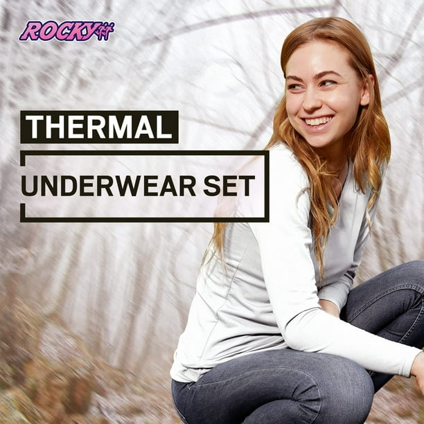 Rocky Thermal Underwear for Women (Thermal Long Johns Set) Shirt & Pants, Base  Layer w/Leggings/Bottoms Ski/Extreme Cold (Grey - X-Small) 
