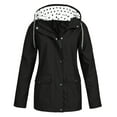 thumbnail image 5 of WTOBBY Womens Raincoats With Hood Lightweight Outdoor Hooded Waterproof Windbreaker Solid Trench Coat Jacket Plus Size, Ideal for Sports and Fashion,Black L, 5 of 5