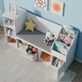 thumbnail image 5 of Zidtia Kids Bookshelf with Reading Nook & Seat Cushion, 7 Storage Cubbies, Bedroom, Playroom, Nursery, White, 5 of 8