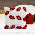 thumbnail image 7 of Red Lips Throw Pillow, White Fluffy Textured, Decorative Cushion, Valentine's Romance Theme for Couch Sofa Home Decor Gift (18X18 Inch), 7 of 7