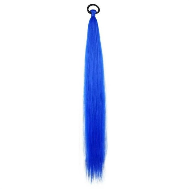 Extensión de cola de caballo con lazo de color para mujeres y niñas, accesorios para cabello oscuro para festivales, fiestas de Halloween, horquilla de 26 pulgadas.