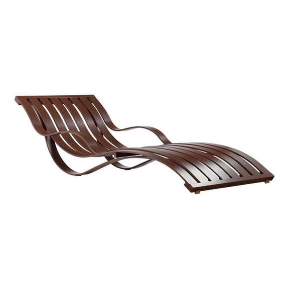 Pemberly Row Modern Anodized Aluminum Patio Lounger in Espresso