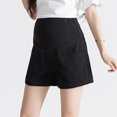 thumbnail image 3 of Eltusu Women Maternity Shorts Jeans, Elastic Waist Comfy Relaxed Fit Stretch Maternity Denim Shorts Black Size 3XL, 3 of 8