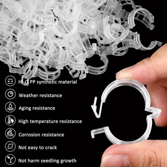 100-Pack Garden Trellis Clips – Clear Plant Support Clips, Reusable Tomato Vine Clips for Climbing Plants, Vegetables, Flowers, Greenhouse, Indoor & Outdoor Garden Plant Holder Accessories