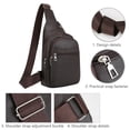 thumbnail image 7 of ROLKFUK Mens Crossbody Sling Bag Waterproof PU Leather Chest Bag for Travel Everyday Carry with Headphone Port Adjustable Strap Brown, 7 of 7