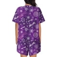 thumbnail image 6 of Fuzoiu Purple Snowflakes Print Women's Short-Sleeved Pajama Set,Lounge Sleepwear Set,Womens Pajama Sets 2 Piece,Button-Up Top and Shorts with Pockets-4X-Large, 6 of 7