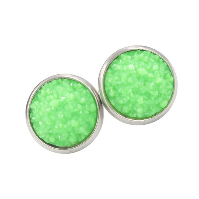 Pendientes de acero inoxidable Qarigey Gotas superficie lisa Ligero regalo para boda verde claro