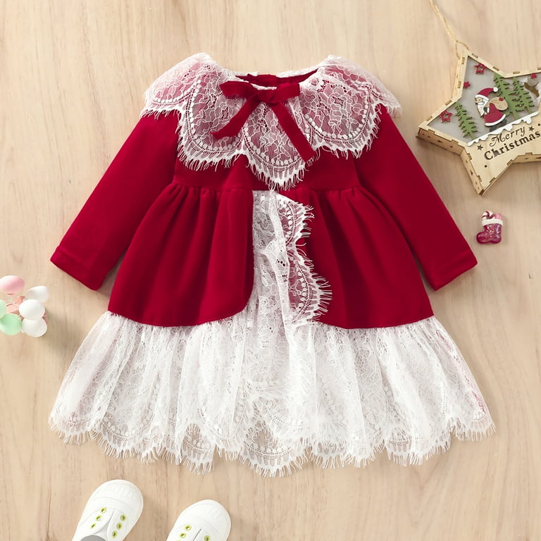 chinese dress ladies 50s Retro Christmas Red Lace with Sequin Velvet Vintage Dress, Red / L main image 1