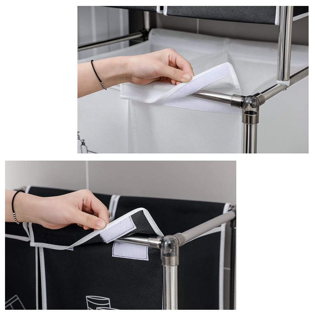 Kadyn Laundry Hamper 2 Tier Laundry Sorter, Modern Laundry Cart with 4 Removable Bags, Vertical Laundry Hamper for Organizing Clothes, Laundry, White+Black Kadyn Laundry Hamper 2 Tier Laundry Sorter, Modern Laundry Cart with 4 Removable Bags, Vertical Laundry Hamper for Organizing Clothes, Laundry, White+Black