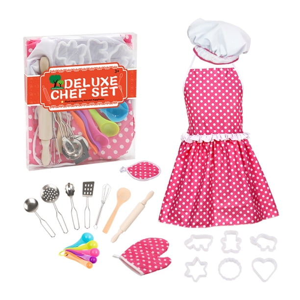 Gwong Juguete 22pcs / set Girl Kids Kids Kitchen Play Play Cocinar Delantal Chef Hat Herramientas de hornear Juguete Gwong 30005256