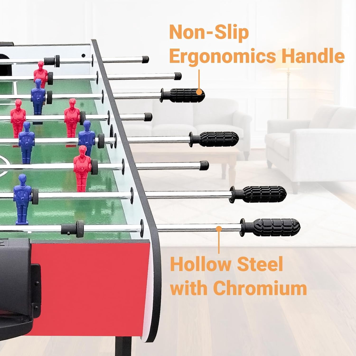 Kosevpou Foosball Table, 55/52/48 Large Size Soccer Game Tables for Adults & Kids, Table Games Includes 2 Foldable Cup Holders & 2/4 Balls with Sturdy Leg Levelers
