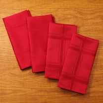 Lattice Woven Easy Care Microfiber Fabric Dinner Napkin, Set of 4 (Red)
