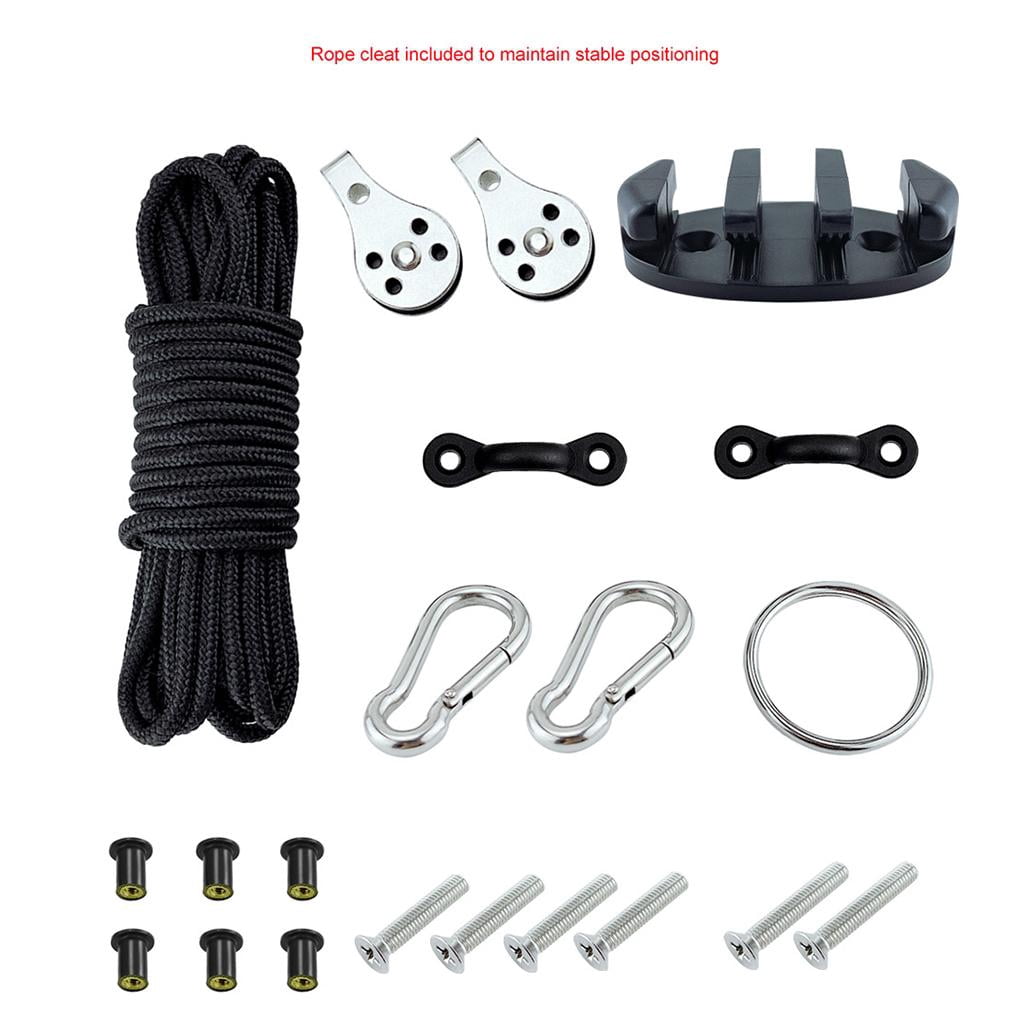 harayaa 2Set Kayaks Anchor Trolley Kit (Well Nut) with 30ft Rope Kayak Fishing Accessory