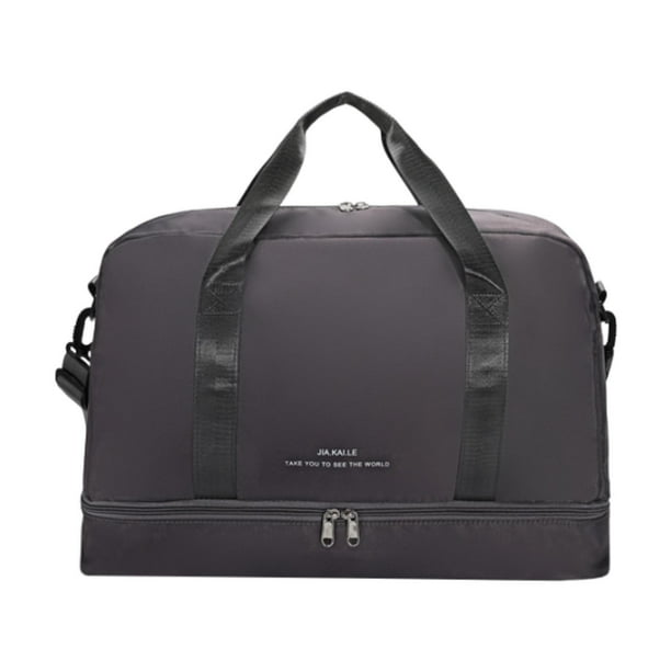 Bolsa de viaje, bolsa de gimnasio, correa de hombro ajustable, bolso de mano, bolsa de almacenamiento de equipaje con compartimento para zapatos, Gris