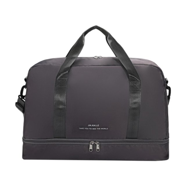 Bolsa de viaje, bolsa de gimnasio, correa de hombro ajustable, bolso de mano, bolsa de almacenamiento de equipaje con compartimento para zapatos, Gris