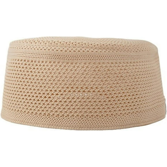 Knitted Cotton Turban Hat for Men Breathable Kufi Prayer Hat Ramazan Hijabs Caps Arabian Skull Hat