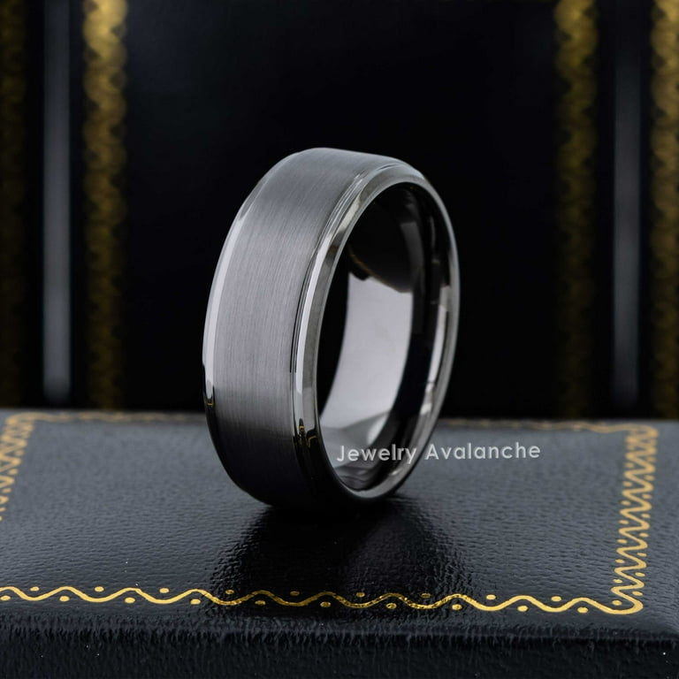 【Masa】UR-TACTICALD-RING Mens Gunmetal Tungsten Wedding Band, 8mm Comfort Fit